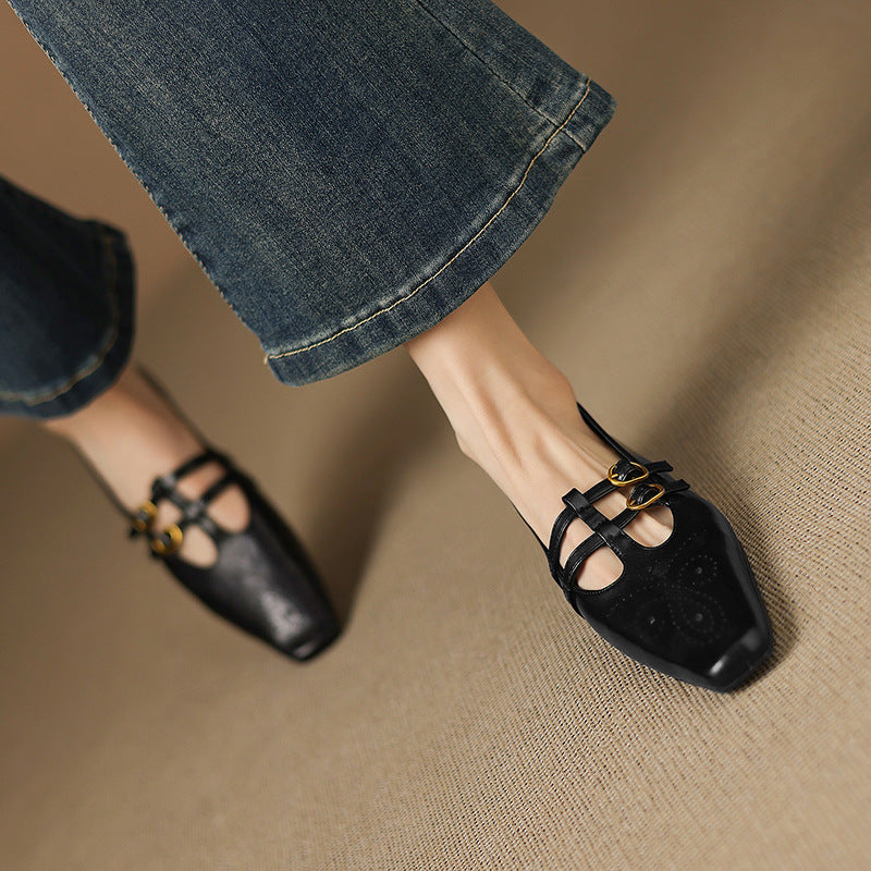 Ceyla - Brogued Double-Strap Mary Jane Flat