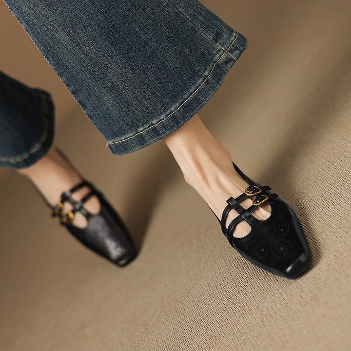Ceyla - Brogued Double-Strap Mary Jane Flat