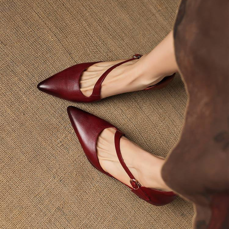 Avena - Genuine Leather Crossover Strap Heels