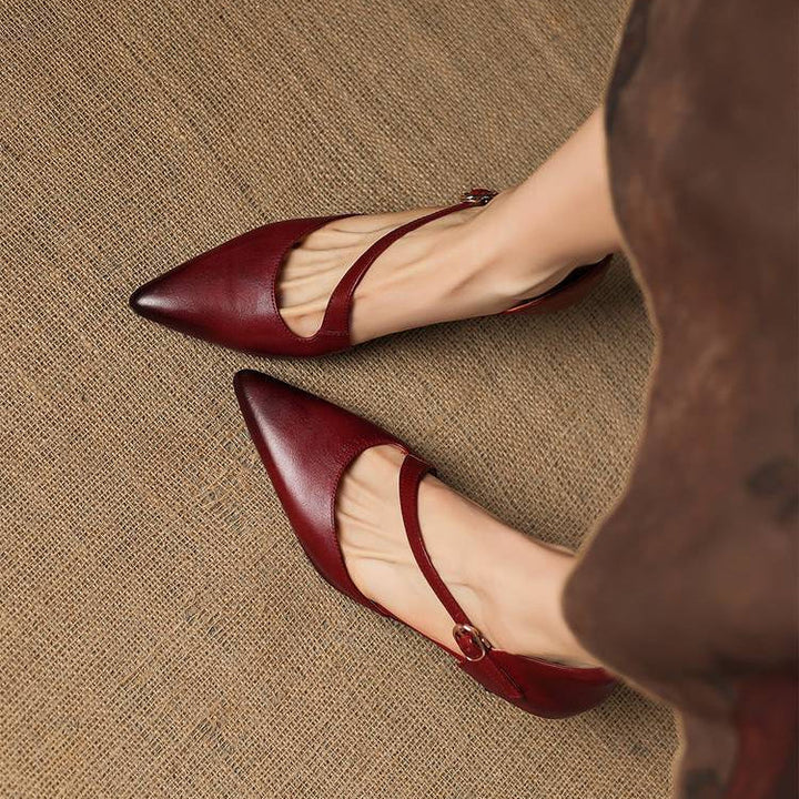 Avena - Genuine Leather Crossover Strap Heels