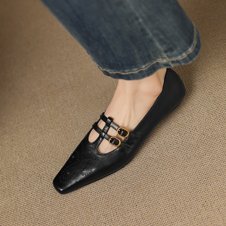 Ceyla - Brogued Double-Strap Mary Jane Flat