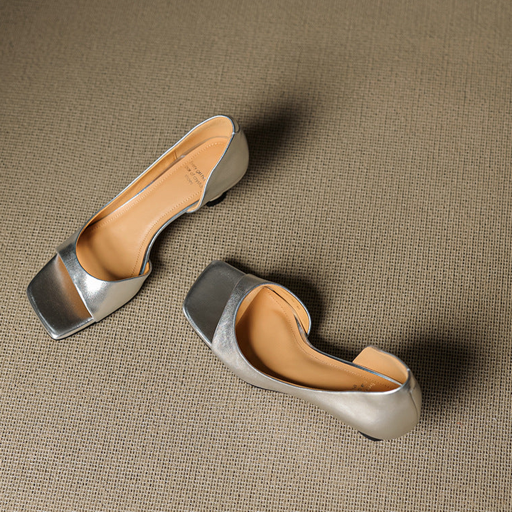 Celin - Peep Toe Genuine Leather Heels