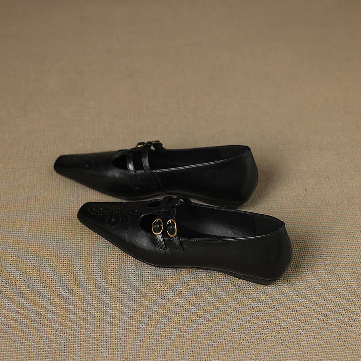 Ceyla - Brogued Double-Strap Mary Jane Flat