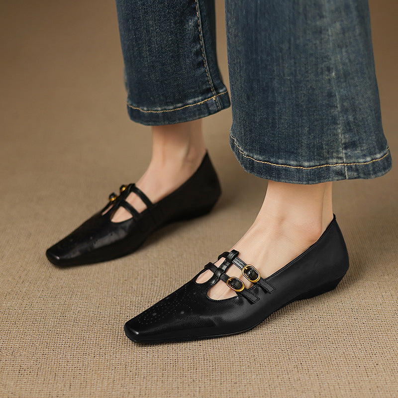 Ceyla - Brogued Double-Strap Mary Jane Flat