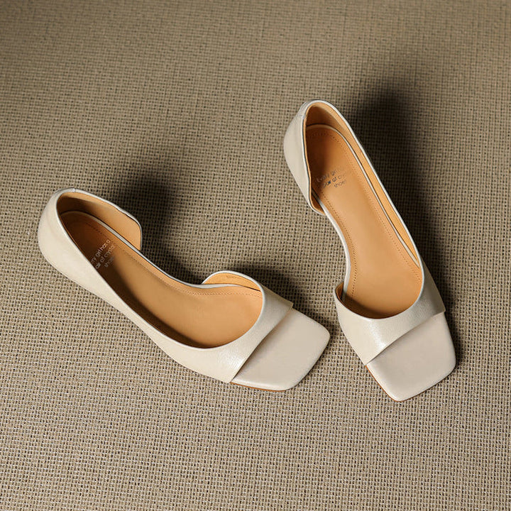 Celin - Peep Toe Genuine Leather Heels