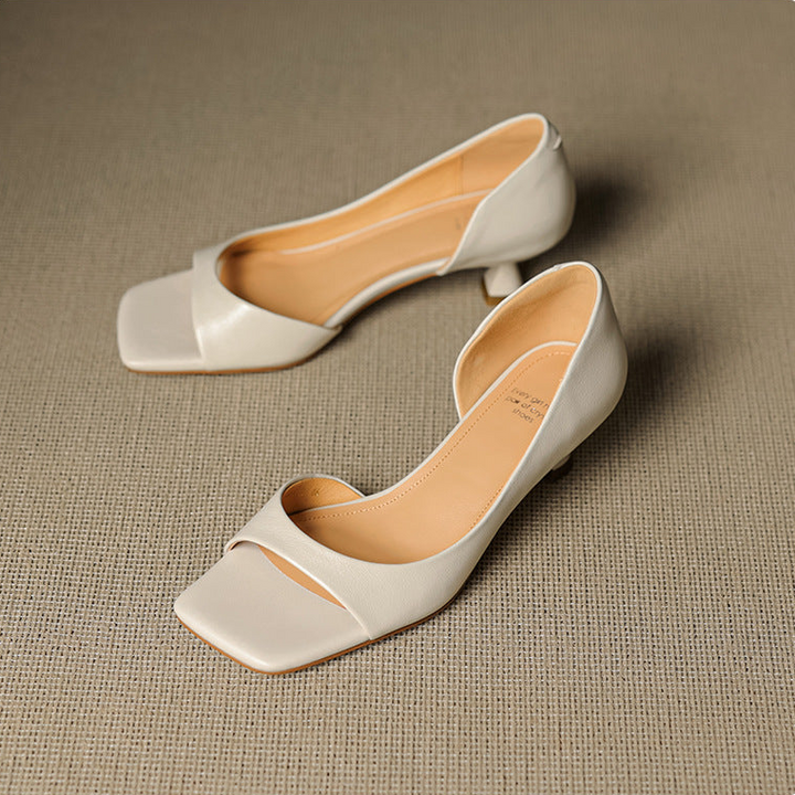 Celin - Peep Toe Genuine Leather Heels
