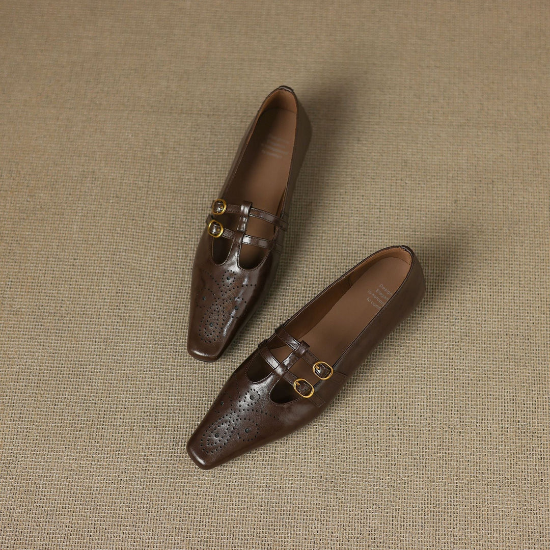 Ceyla - Brogued Double-Strap Mary Jane Flat