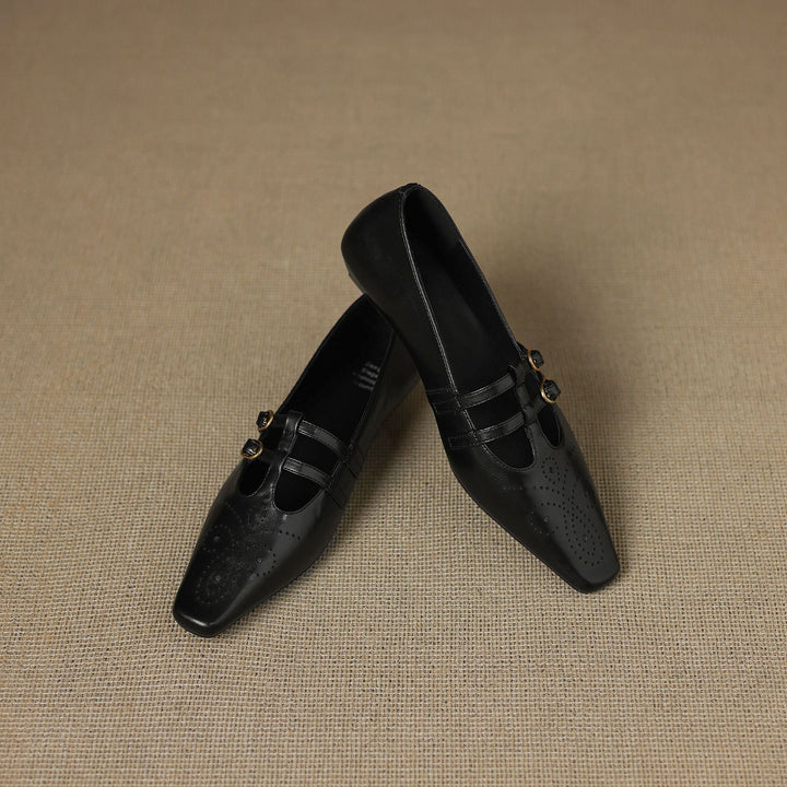 Ceyla - Brogued Double-Strap Mary Jane Flat