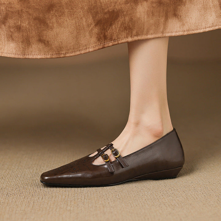 Ceyla - Brogued Double-Strap Mary Jane Flat