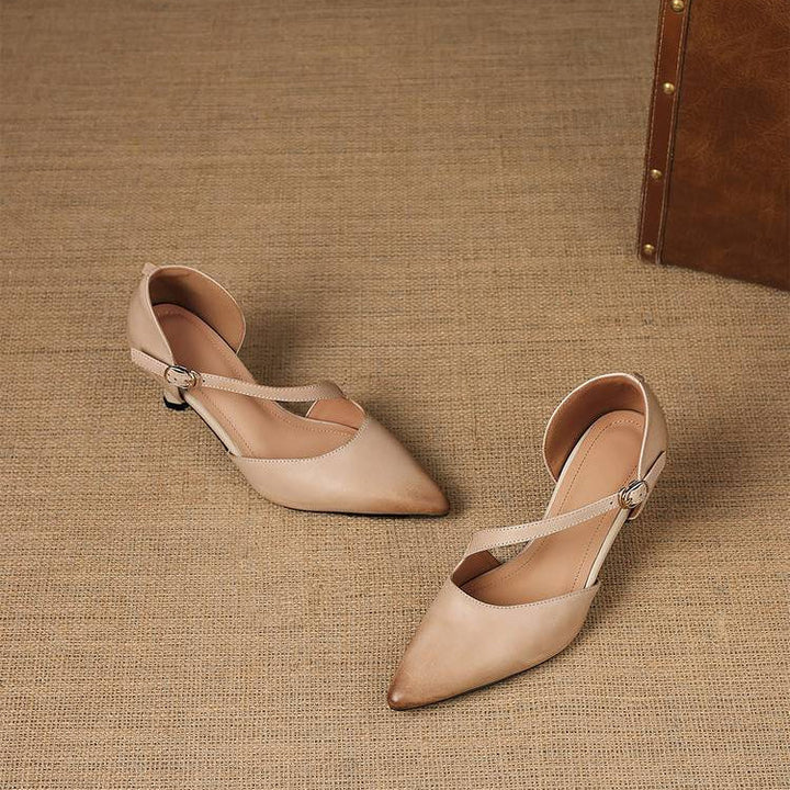 Avena - Genuine Leather Crossover Strap Heels