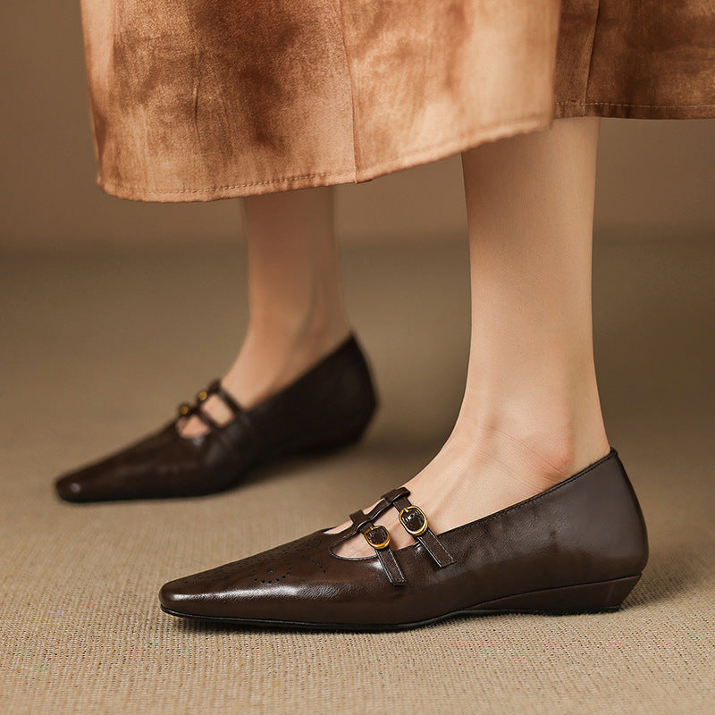 Ceyla - Brogued Double-Strap Mary Jane Flat
