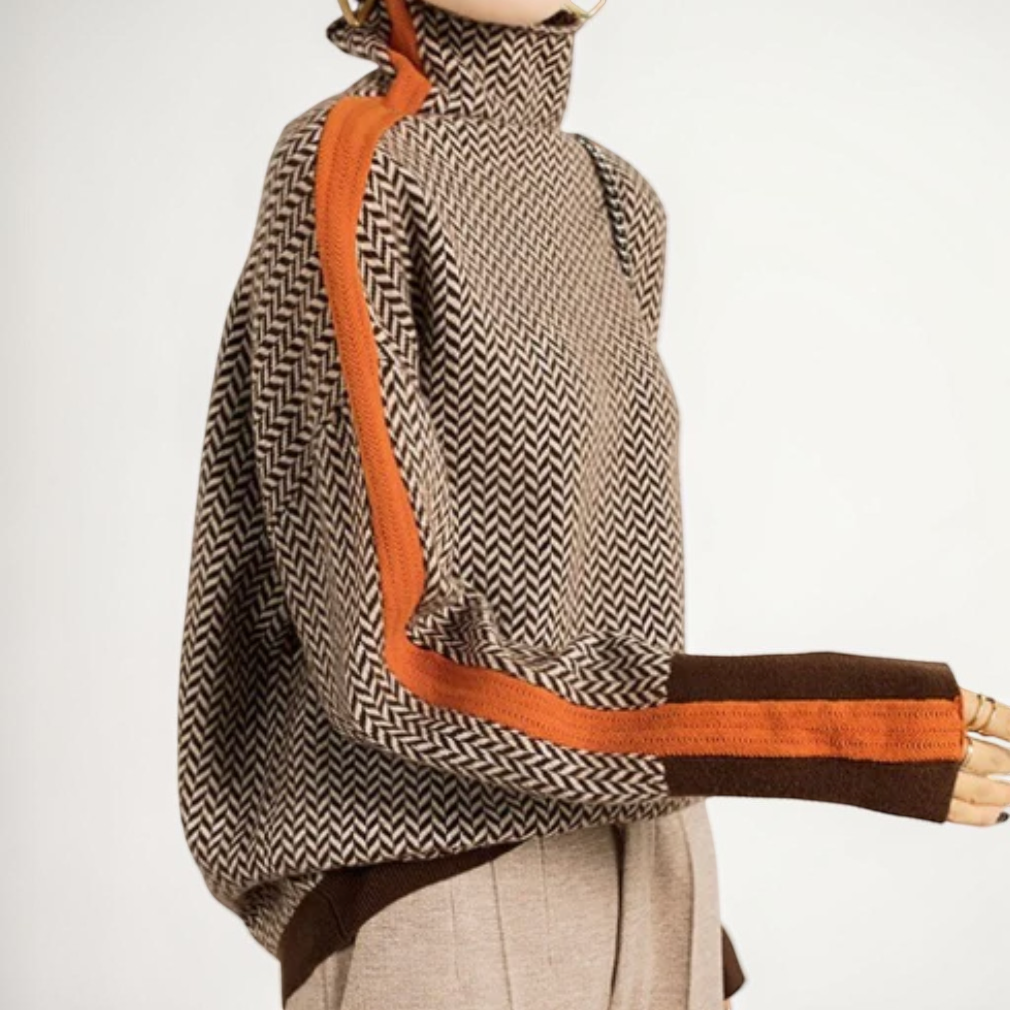 Sophia - Herringbone Luxe Turtleneck