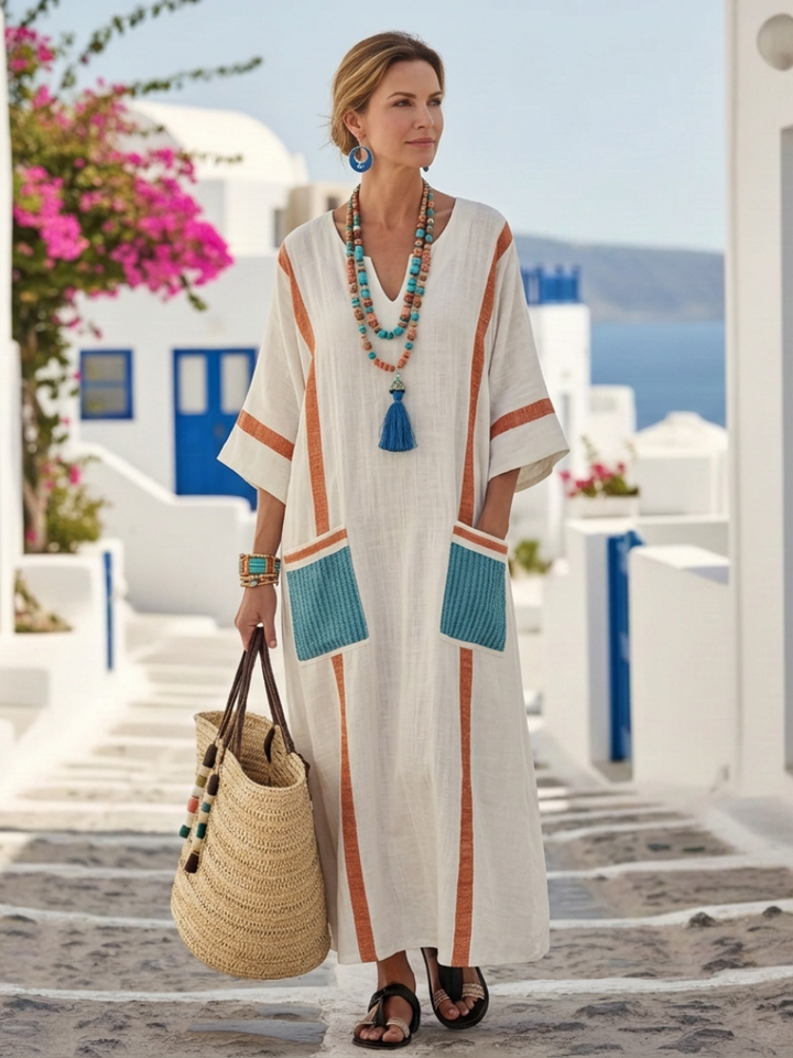 Noemi - V Neck Half Sleeve Pocket Dress