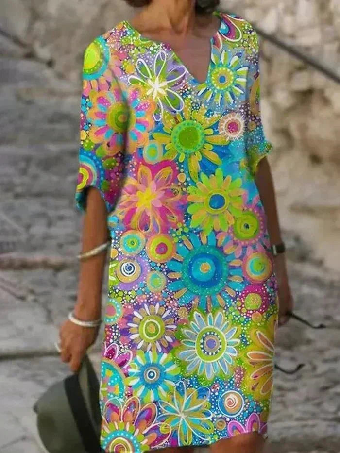 Nira™ – Vibrant Floral Midi Dress