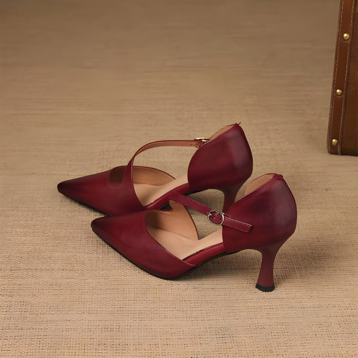 Avena - Genuine Leather Crossover Strap Heels
