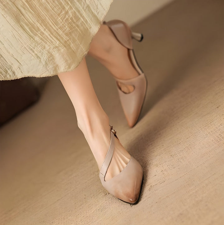 Avena - Genuine Leather Crossover Strap Heels