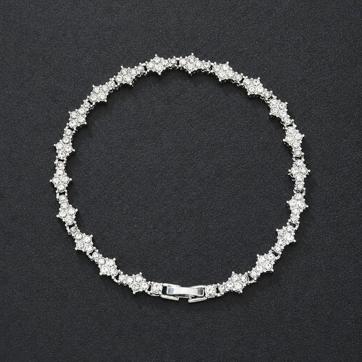 Classic Cluster White Gold Tennis Bracelet