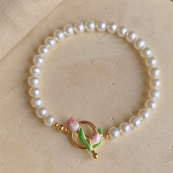 Tulip Pearl Charm Bracelet
