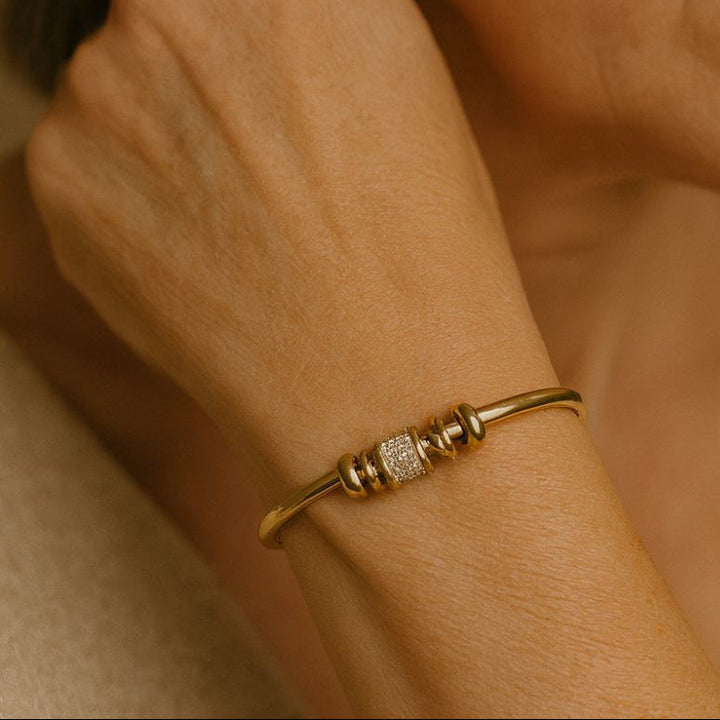 Lustrous Gold Charm Cuff Bracelet