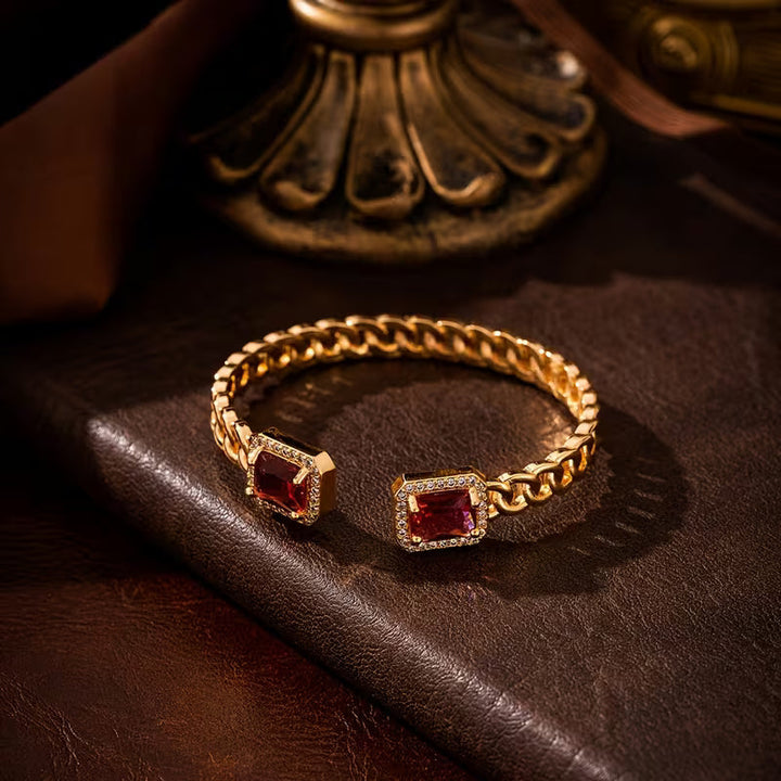 Veloria Ruby Open Gold Bracelet