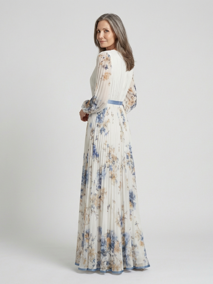 Serena - Long Sleeve V Neck Floral Maxi Dress