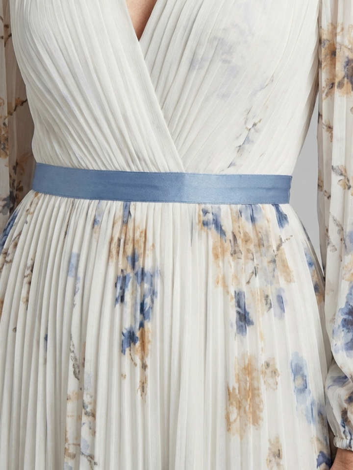 Serena - Long Sleeve V Neck Floral Maxi Dress