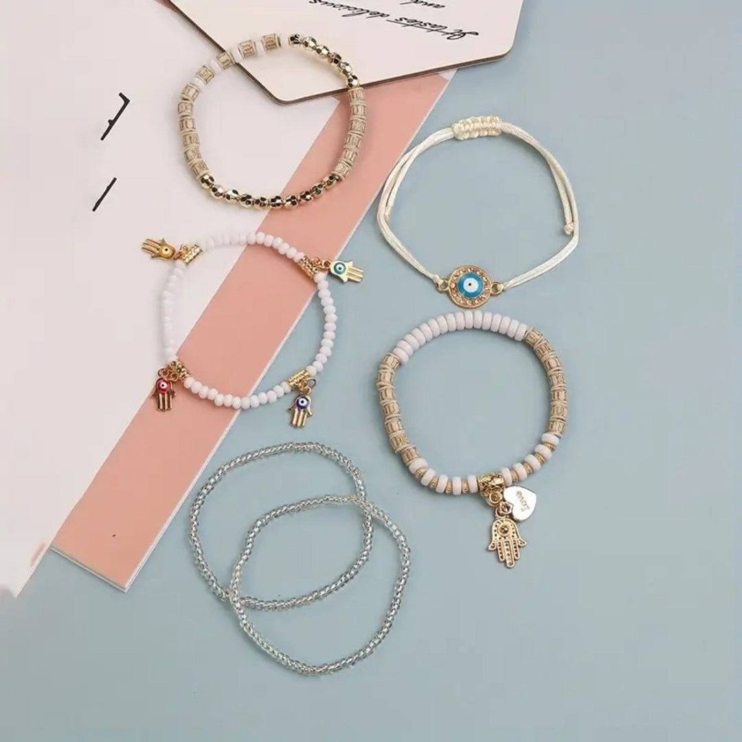 Hamsa Beaded Bracelet Set