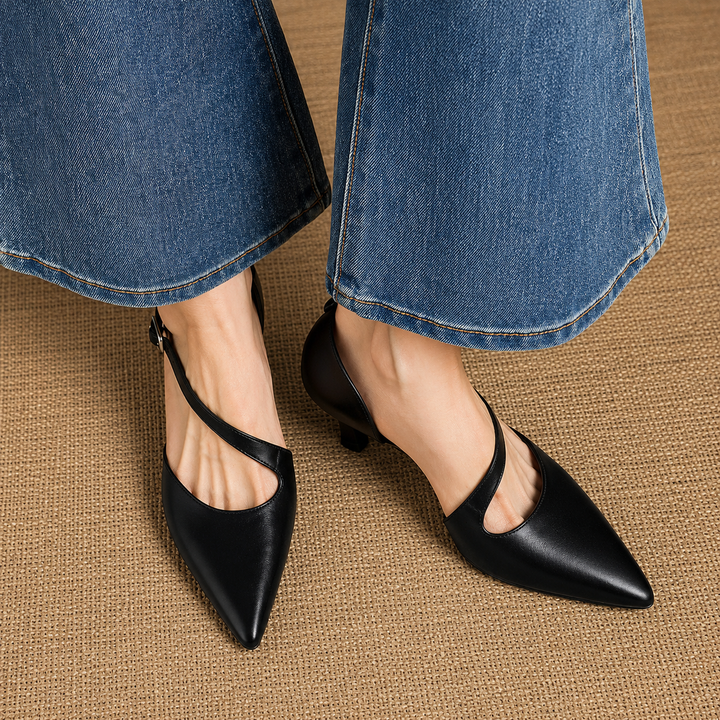 Avena - Genuine Leather Crossover Strap Heels