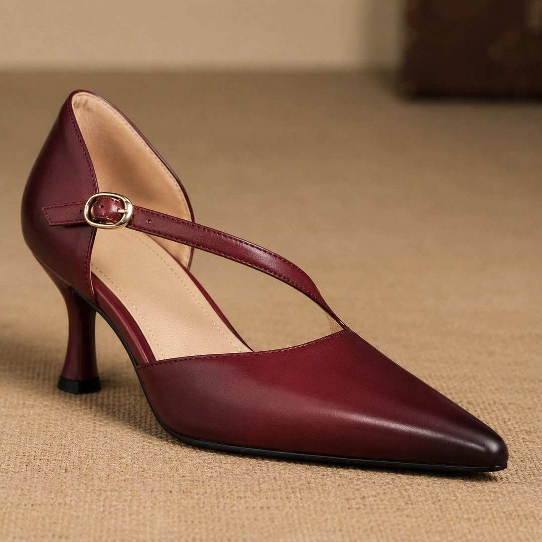 Avena - Genuine Leather Crossover Strap Heels