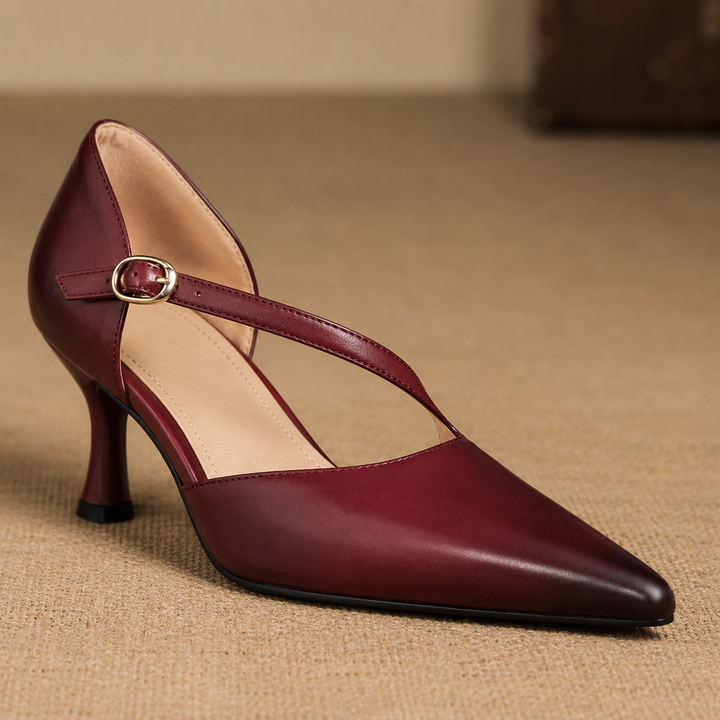 Avena - Genuine Leather Crossover Strap Heels