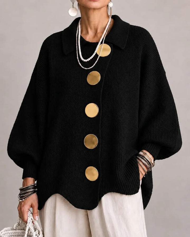 Karina - Oversized Collared Button Cardigan