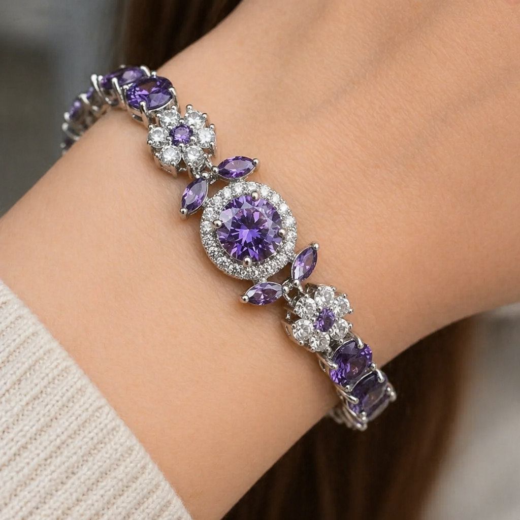 Velmira Crown White Gold Tennis Bracelet