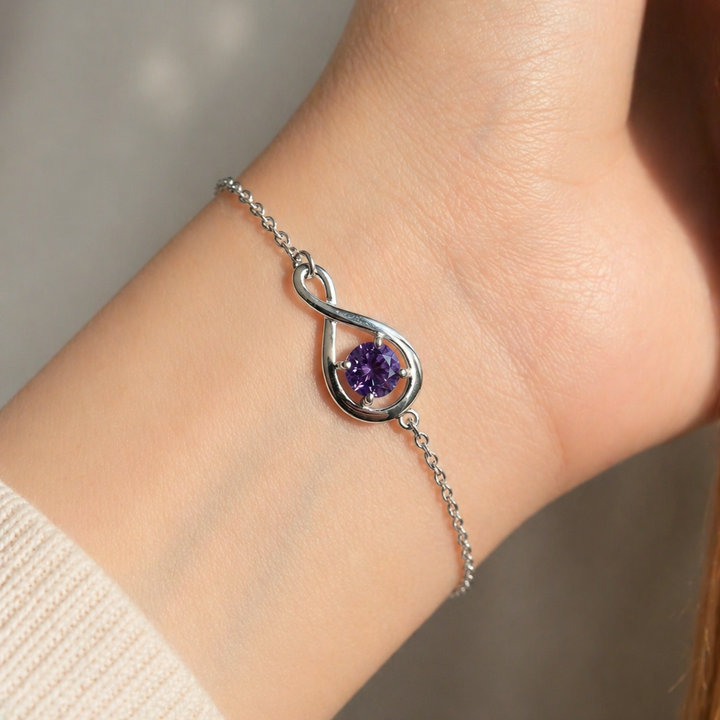 Amethyst Infinity White Gold Bracelet