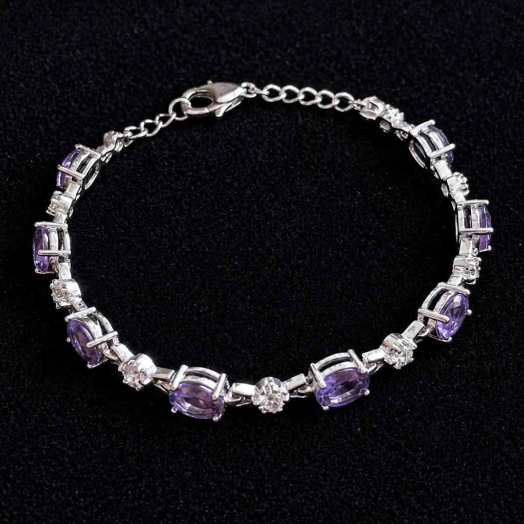 Amethyst Starlight White Gold Bracelet
