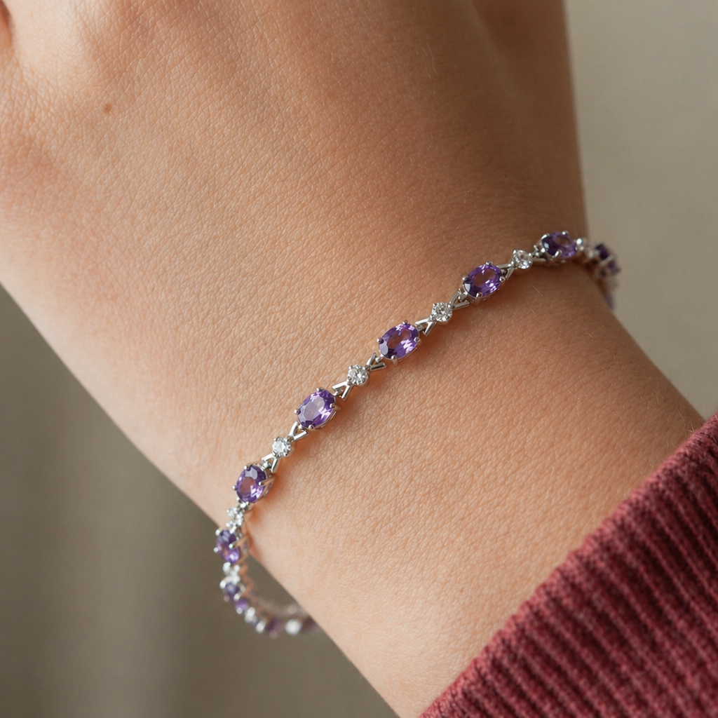 Amethyst Starlight White Gold Bracelet