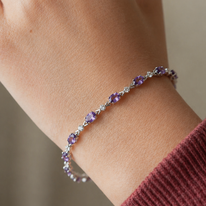 Amethyst Starlight White Gold Bracelet