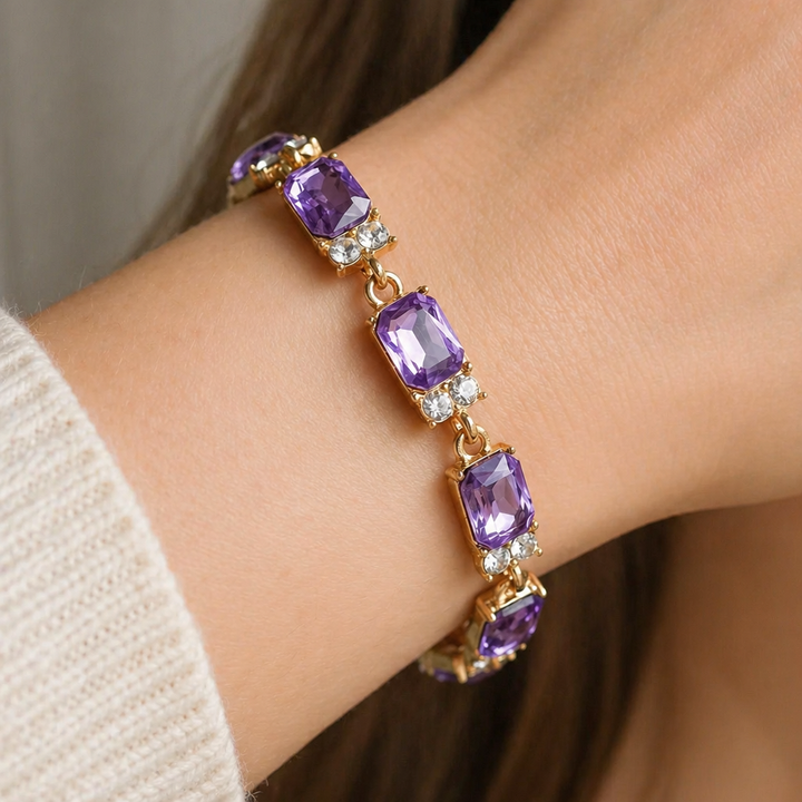 Valleria Amethyst Charm Gold Bracelet
