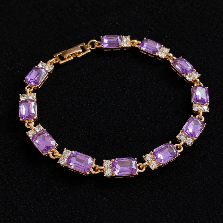 Valleria Amethyst Charm Gold Bracelet