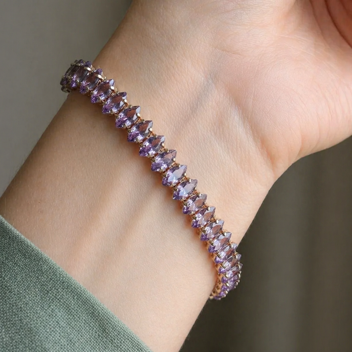 Amethyst Marquise Gold Tennis Bracelet