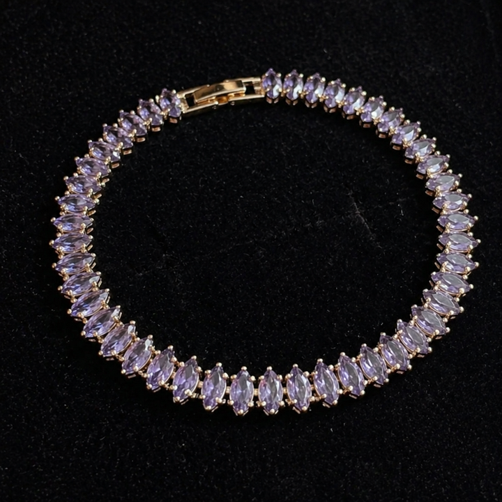 Amethyst Marquise Gold Tennis Bracelet