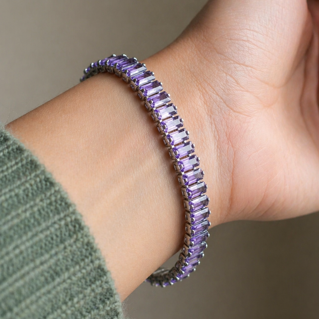 Amethyst Vertéa White Gold Tennis Bracelet