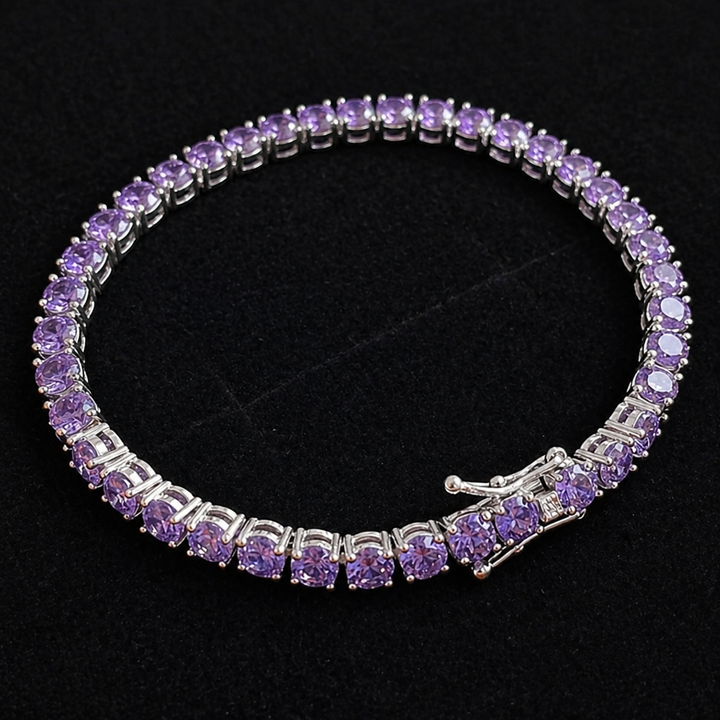 Amethyst Tennis White Gold Bracelet