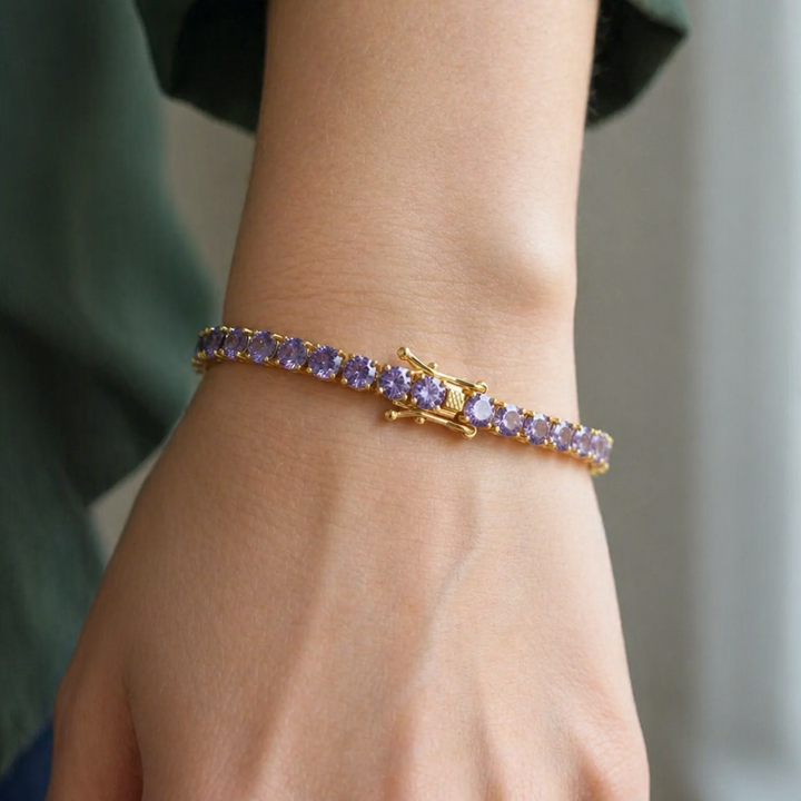 Amethyst Tennis White Gold Bracelet