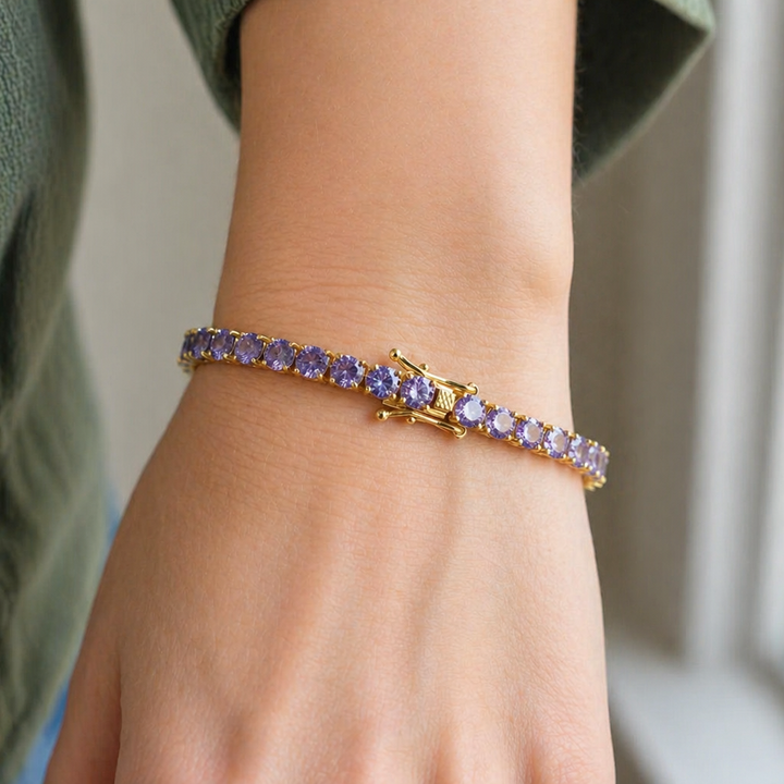 Amethyst Tennis Gold Bracelet