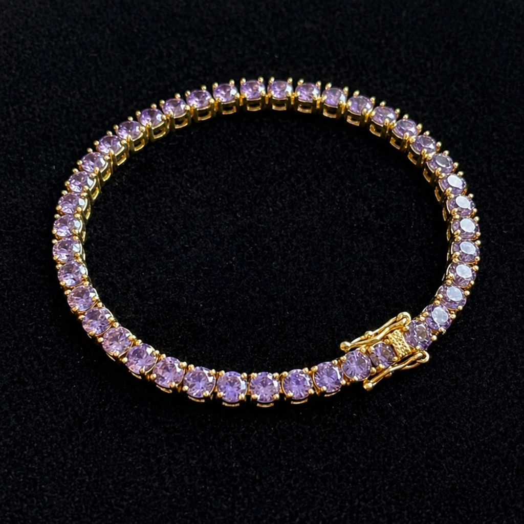 Amethyst Tennis Gold Bracelet