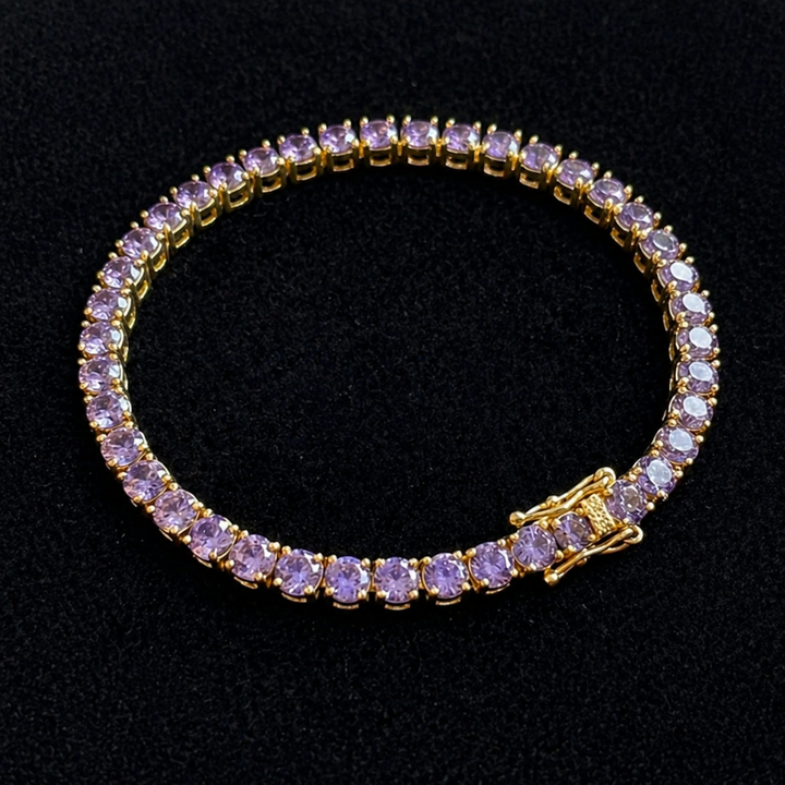 Amethyst Tennis Gold Bracelet