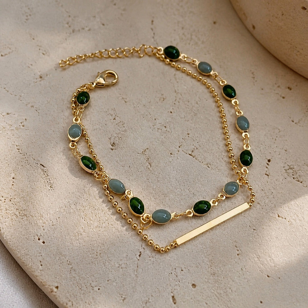 Dual Tone Gem Gold Bracelet