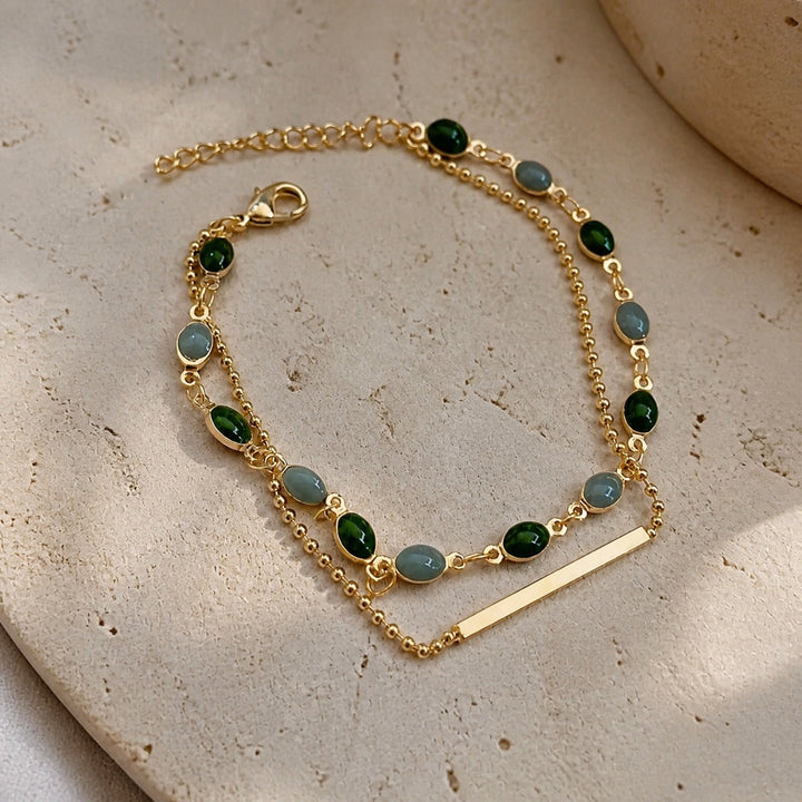 Dual Tone Gem Gold Bracelet