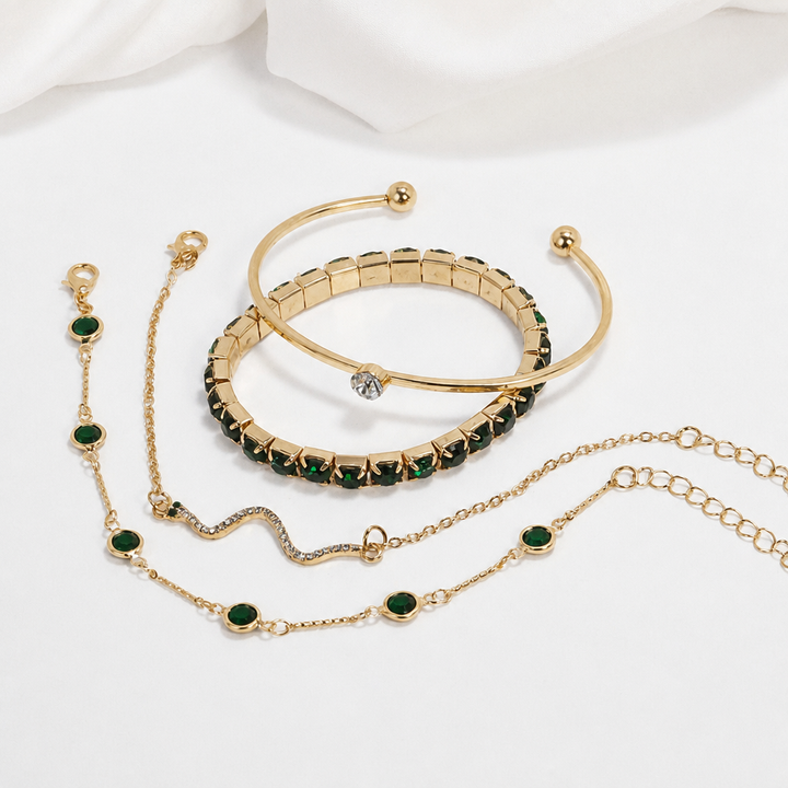 Emerald Gold Bracelet Set