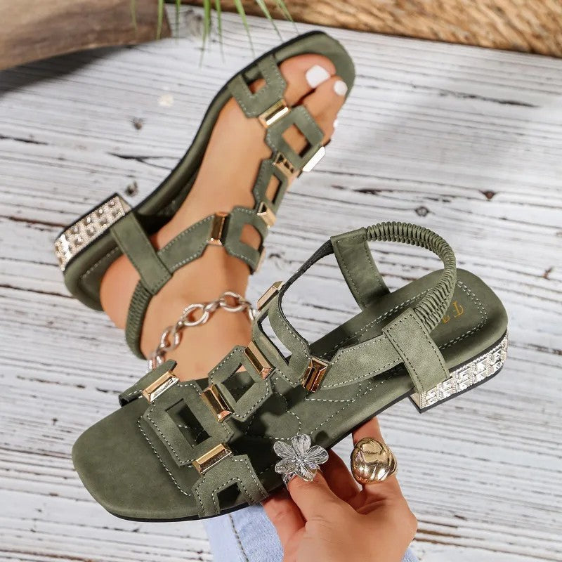Odette - Crystal Heel Sandals